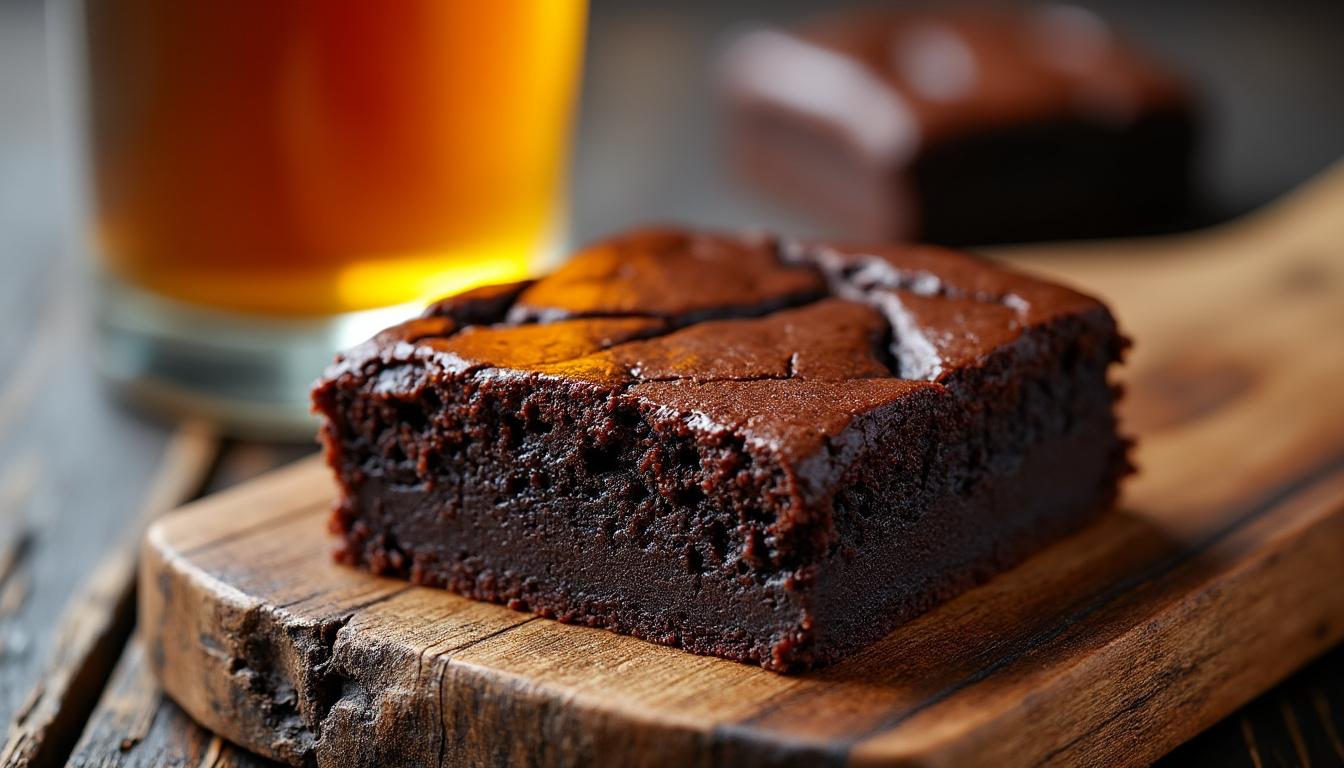 découvrez notre recette originale de brownie à la bière brune, un dessert moelleux et savoureux qui surprendra vos papilles.