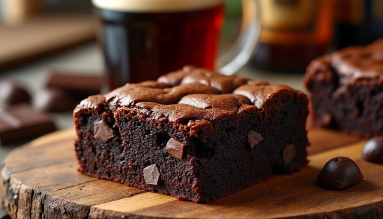 découvrez notre recette moelleuse et originale de brownie à la bière brune, alliant douceur du chocolat et saveurs uniques pour un dessert surprenant.