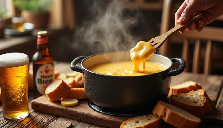 découvrez une recette facile et savoureuse de fondue au fromage à la bière, parfaite pour régaler vos convives lors d'une soirée conviviale.